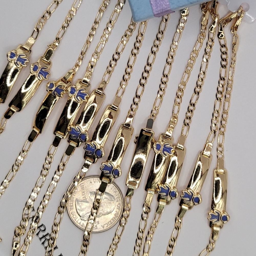 Bracelets  6"inches purple kid ID style Gold-plated